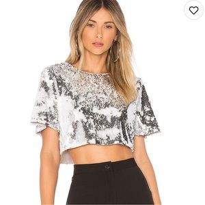 Revolve lovers + friends sequin T-shirt crop top